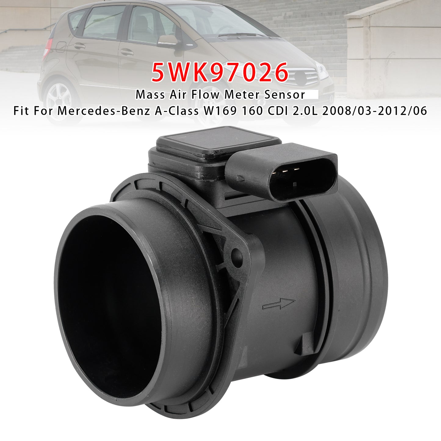 Mercedes-Benz A B W245 W169 5WK97026 Mass Air Flow Meter Sensor