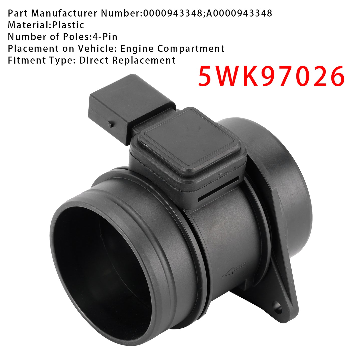 Mercedes-Benz A B W245 W169 5WK97026 Mass Air Flow Meter Sensor