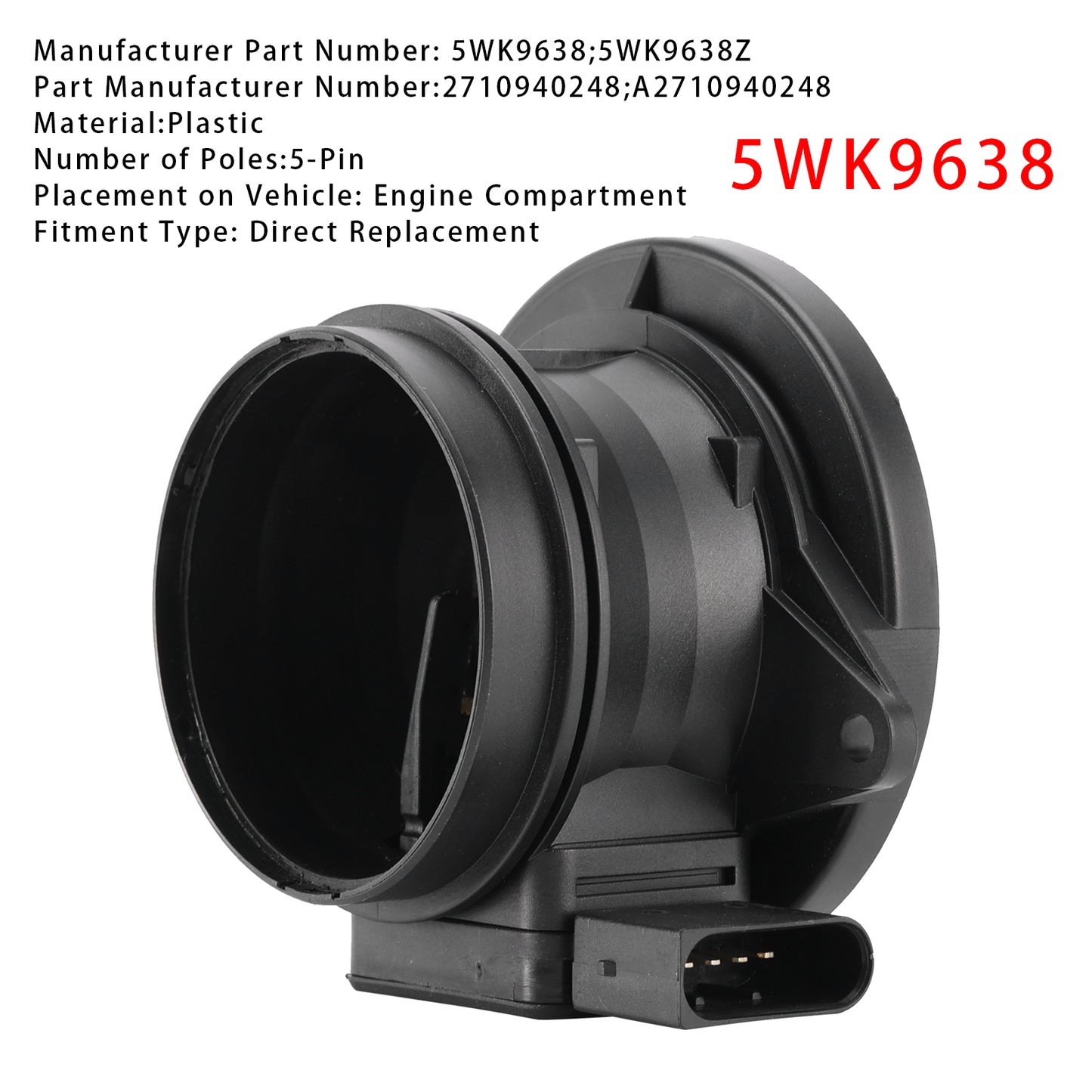 Mercedes-Benz W203 W211 C209 5WK9638 Mass Air Flow Meter Sensor