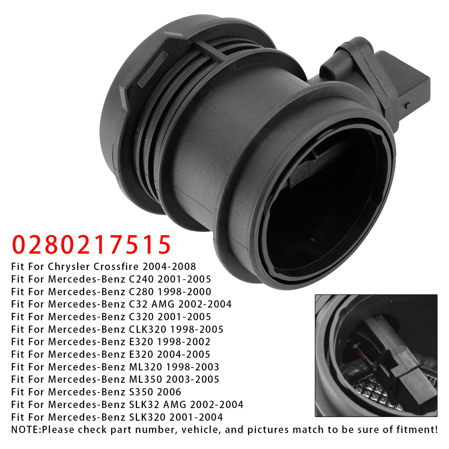 Mercedes-Benz ML320 E320 C320 W208 0280217515 Mass Air Flow Meter Sensor