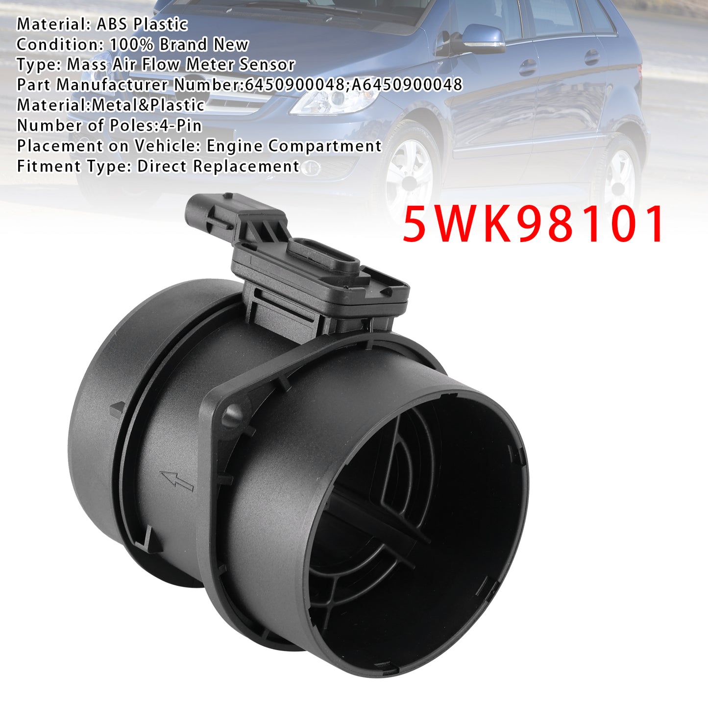 Mercedes-Benz W205 W176 GLC X253 5WK98101 Mass Air Flow Meter Sensor