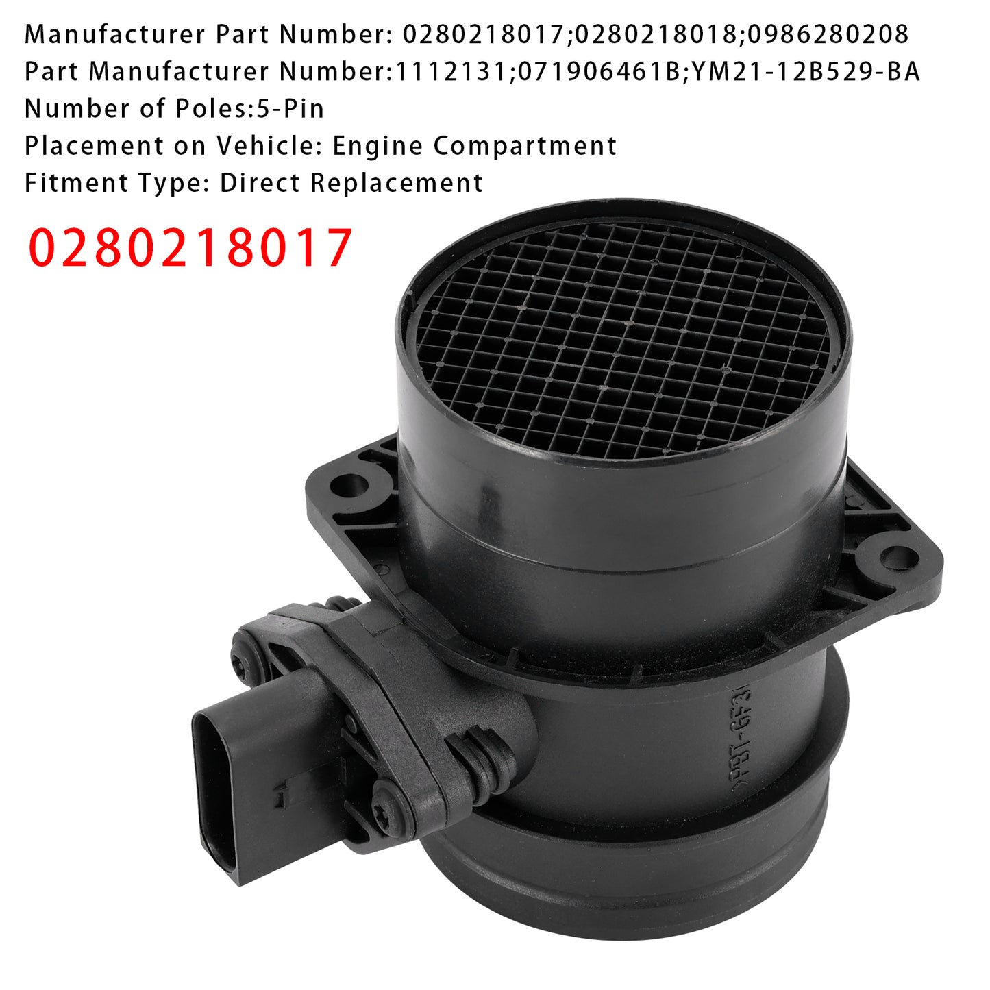 VW Golf Jeeta EuroVan 2.8L 0280218017 Mass Air Flow Meter Sensor