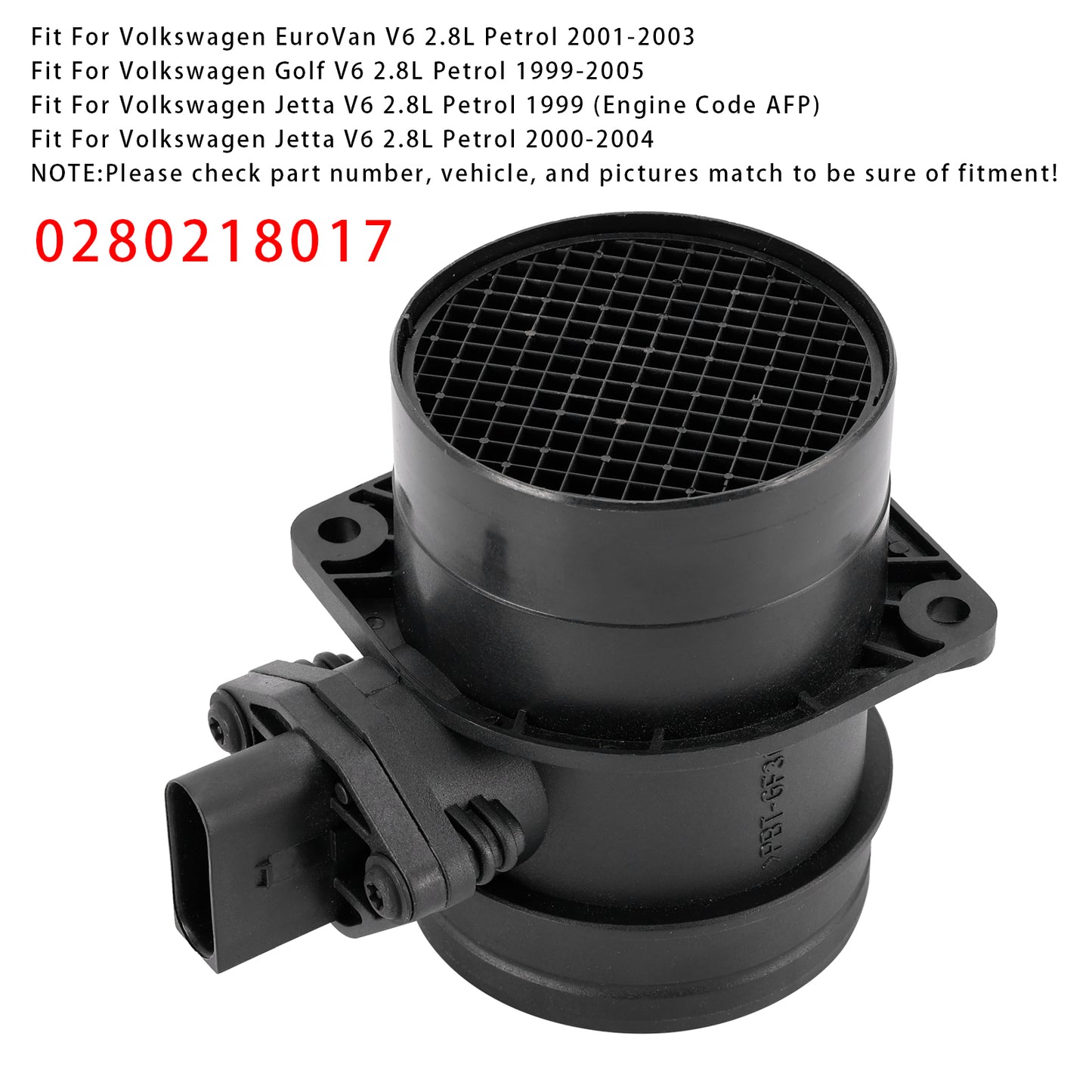 VW Golf Jeeta EuroVan 2.8L 0280218017 Mass Air Flow Meter Sensor