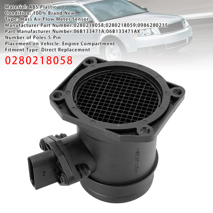 Audi A4 B6 B7 A6 C5 VW Passat 3B 2.0L 0280218058 Mass Air Flow Meter Sensor