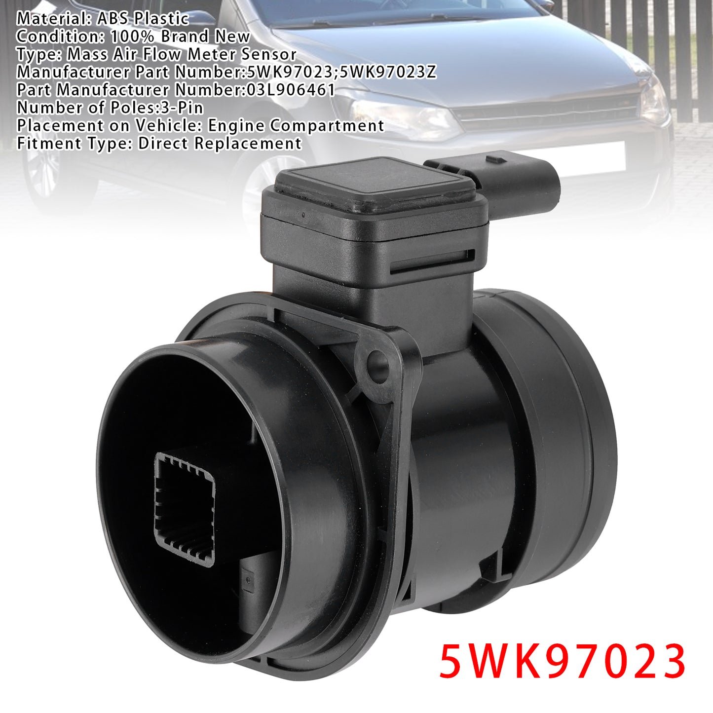 VW Golf VI Audi A1 Seat Leon 1.6TDI 5WK97023 Mass Air Flow Meter Sensor