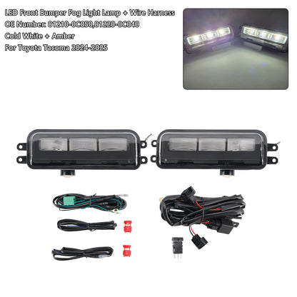 2024-2025 Toyota Tacoma LED Front Bumper Fog Light Lamp + Wire Harness