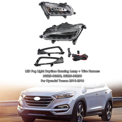 Hyundai Tucson 2016-2018 LED Fog Light Daytime Running Lamp + Wire Harness