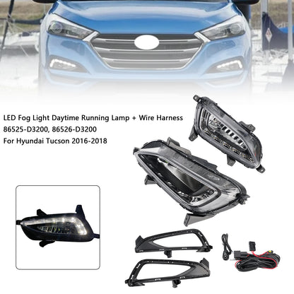 Hyundai Tucson 2016-2018 LED Fog Light Daytime Running Lamp + Wire Harness