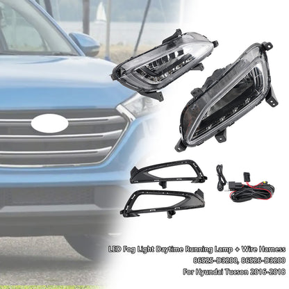 Hyundai Tucson 2016-2018 LED Fog Light Daytime Running Lamp + Wire Harness