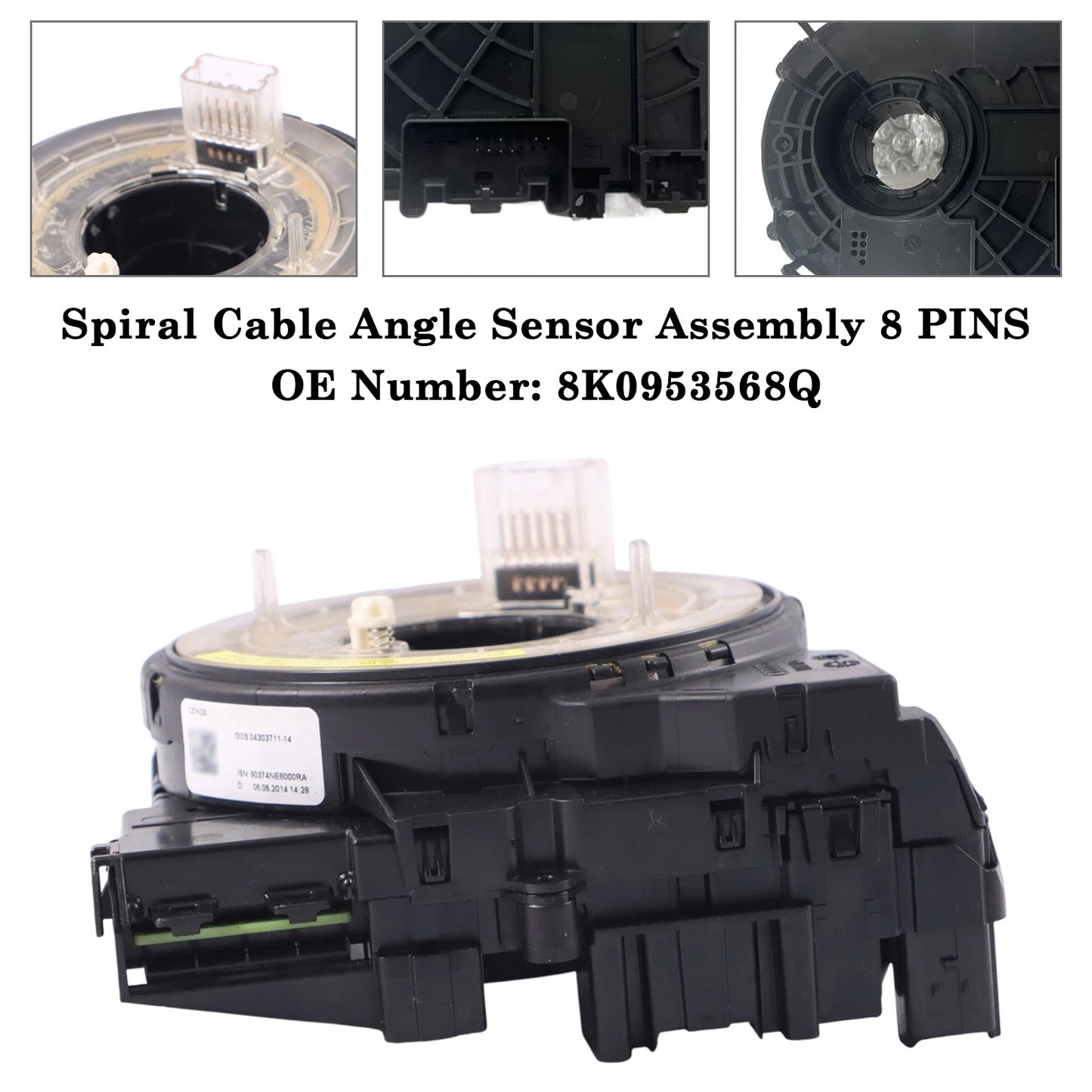 2009-2016 Audi A4 A5 8K0953568Q 8 PINS Spiral Cable Angle Sensor Assembly 8 PINS
