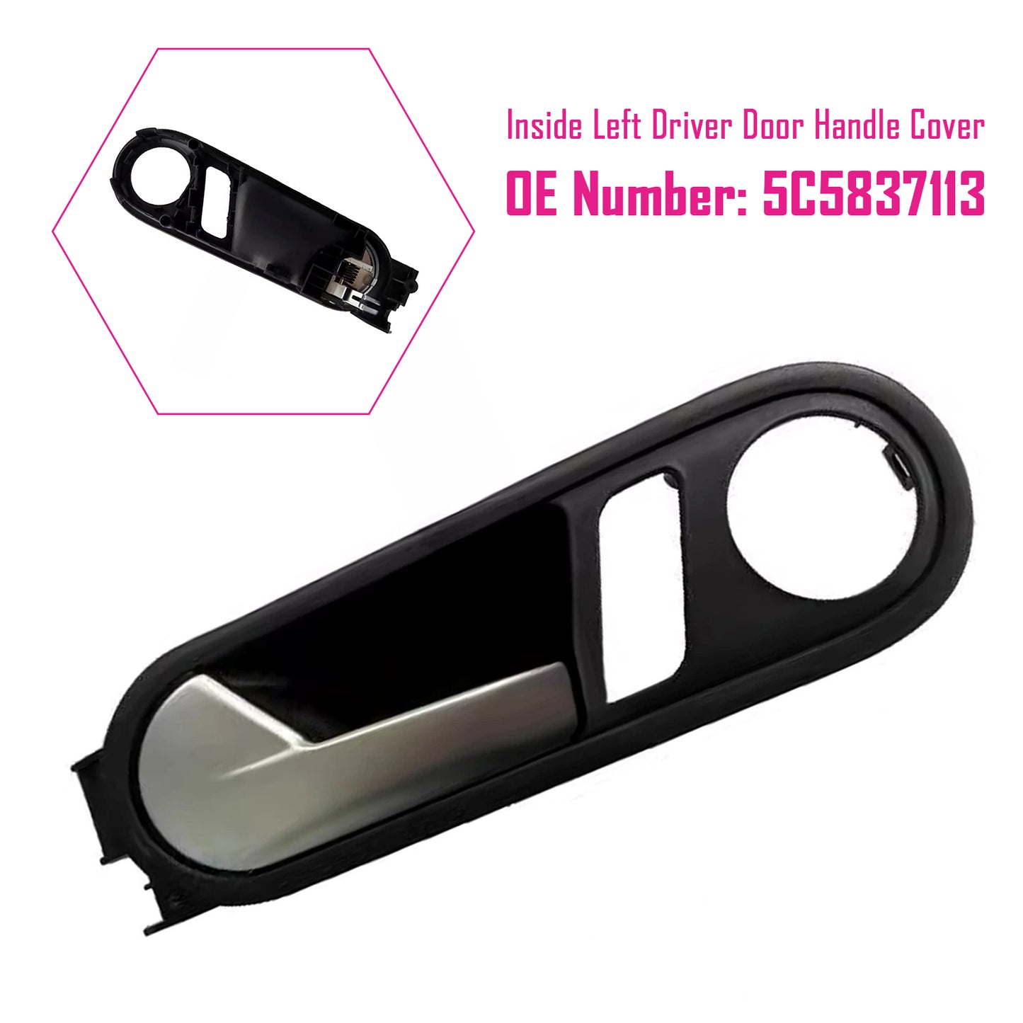 2012-2014 VW Beetle Inside Left Driver Door Handle Cover 5C5837113