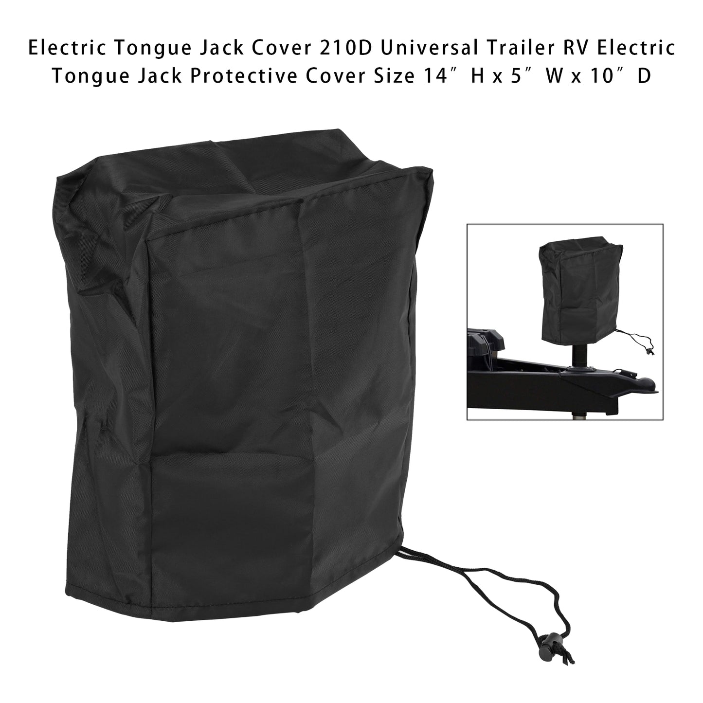 Electric Tongue Jack Cover 210D Universal Trailer RV Electric Tongue Jack Protective Cover Size 14″H x 5″W x 10″D