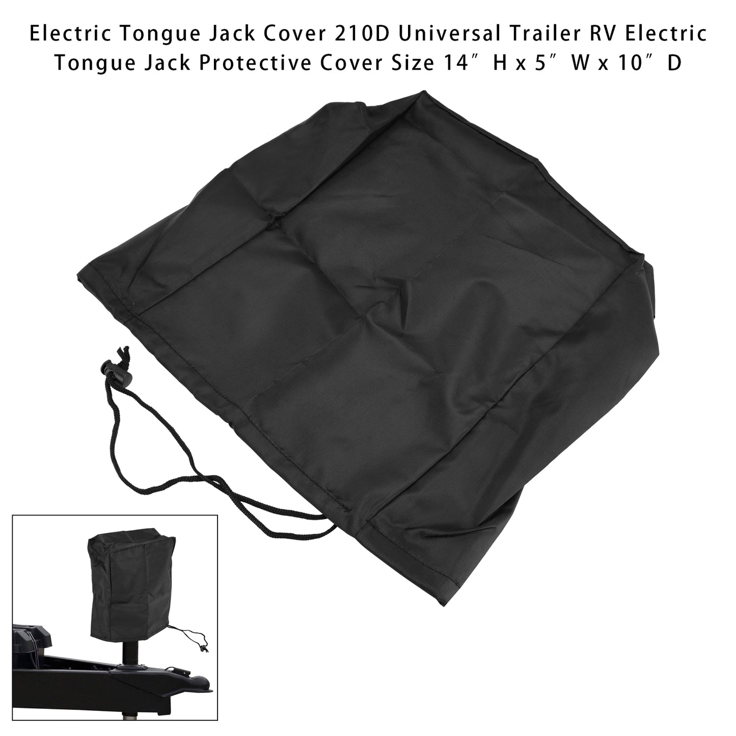 Electric Tongue Jack Cover 210D Universal Trailer RV Electric Tongue Jack Protective Cover Size 14″H x 5″W x 10″D