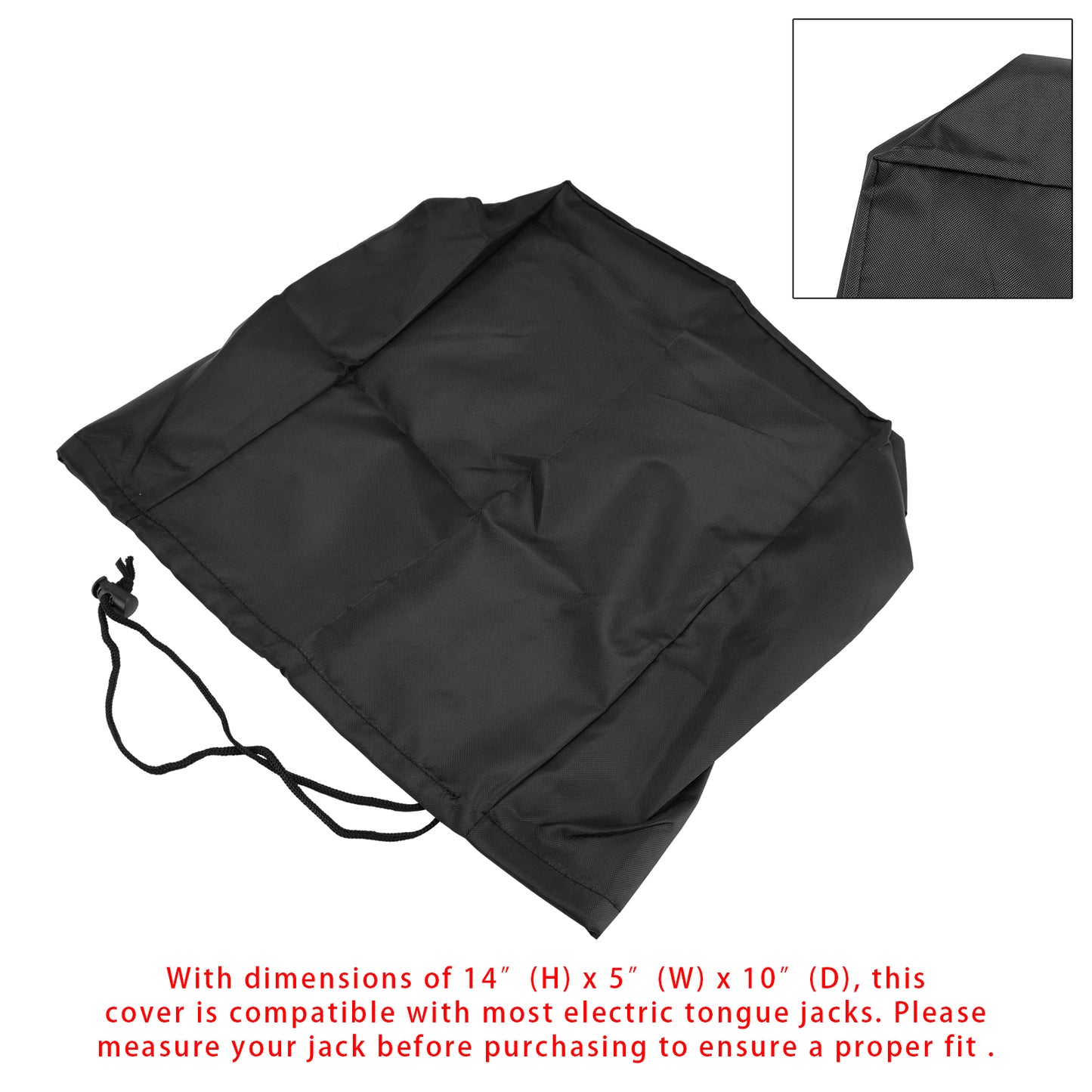 Electric Tongue Jack Cover 210D Universal Trailer RV Electric Tongue Jack Protective Cover Size 14″H x 5″W x 10″D