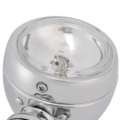 Motorcycle Beam Headlight Fog Lamp Custom Chrome Fits For Racer Bobber Chopper