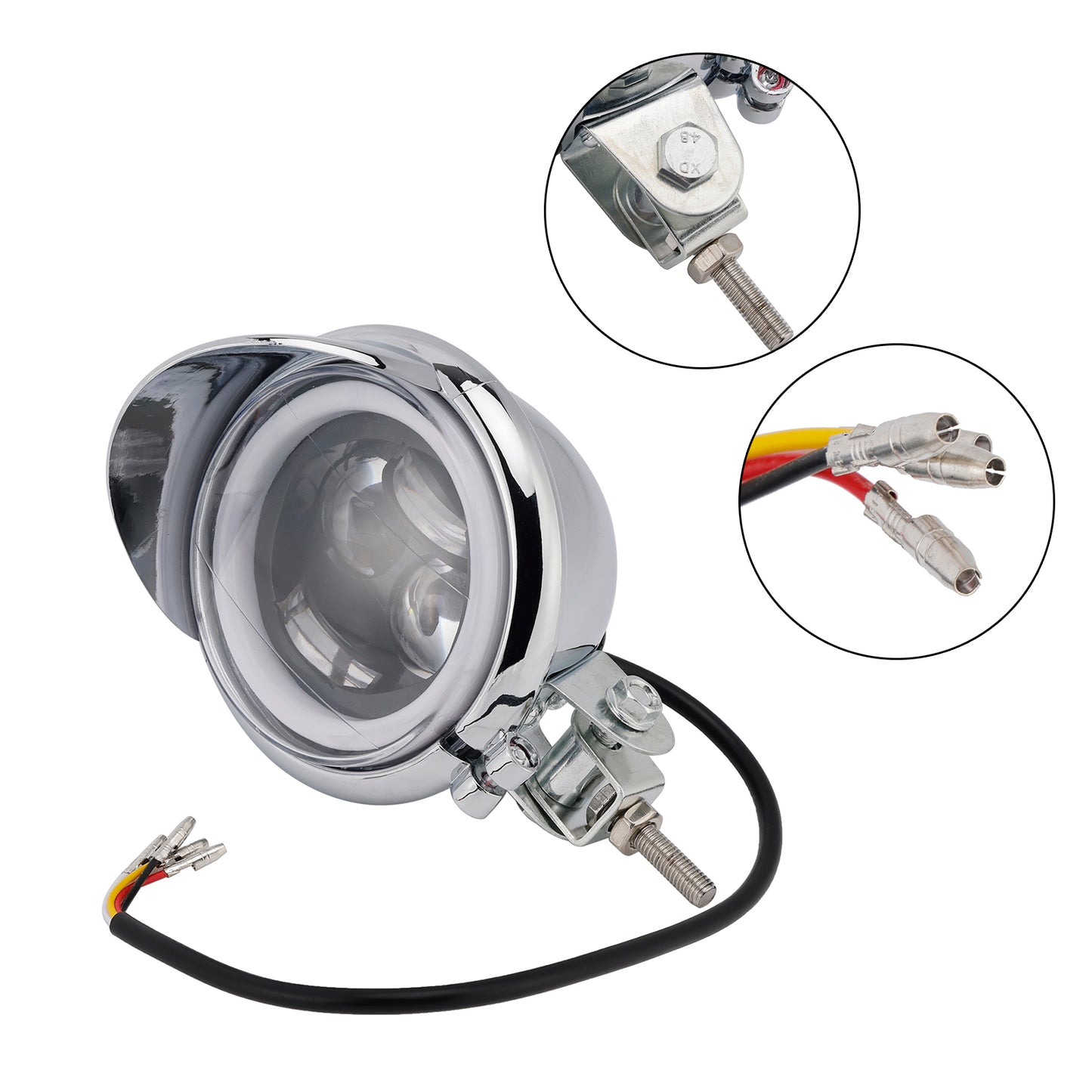 Racer Bobber Chopper Motor Cycle Beam Headlight Fog Lamp Custom Chrome Fits For Racer Bobber Chopper