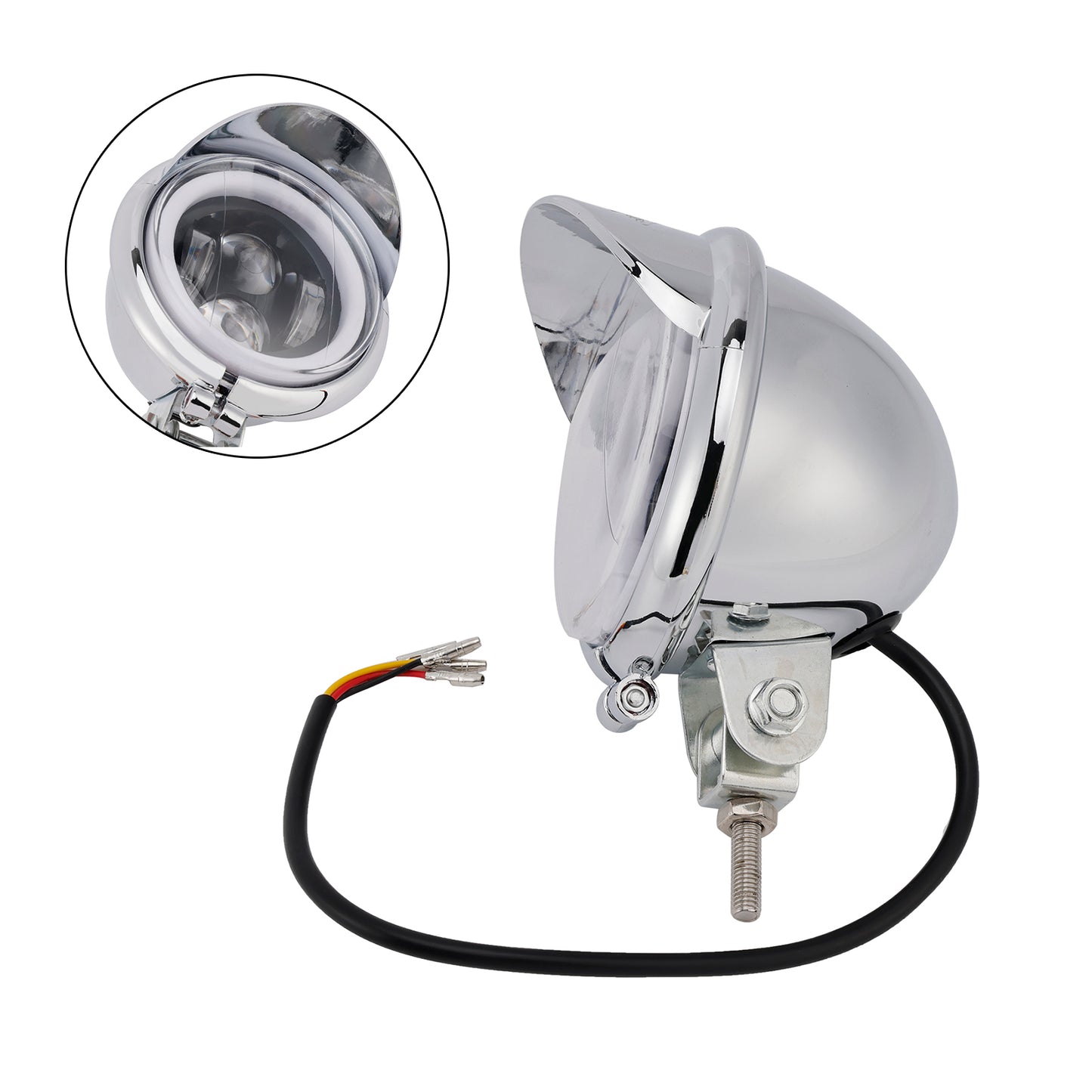 Racer Bobber Chopper Motor Cycle Beam Headlight Fog Lamp Custom Chrome Fits For Racer Bobber Chopper