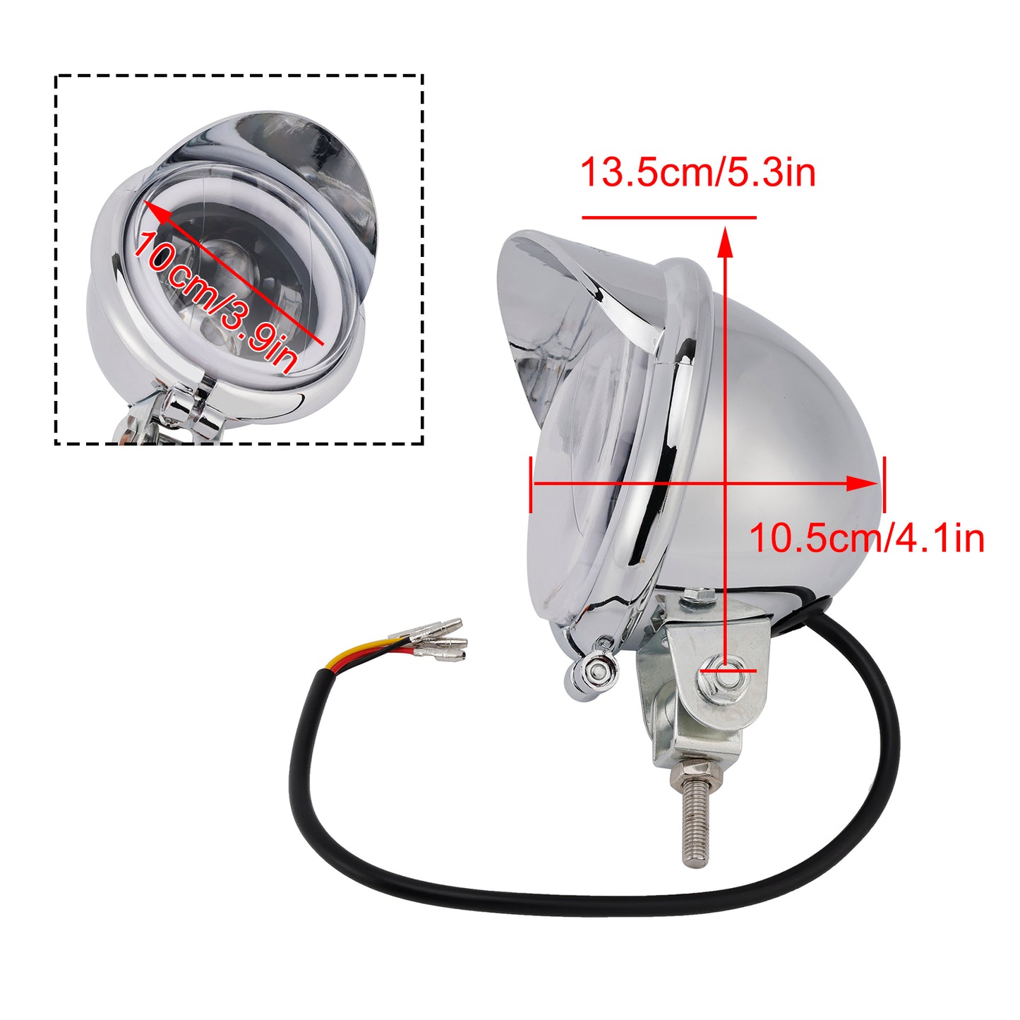 Racer Bobber Chopper Motor Cycle Beam Headlight Fog Lamp Custom Chrome Fits For Racer Bobber Chopper