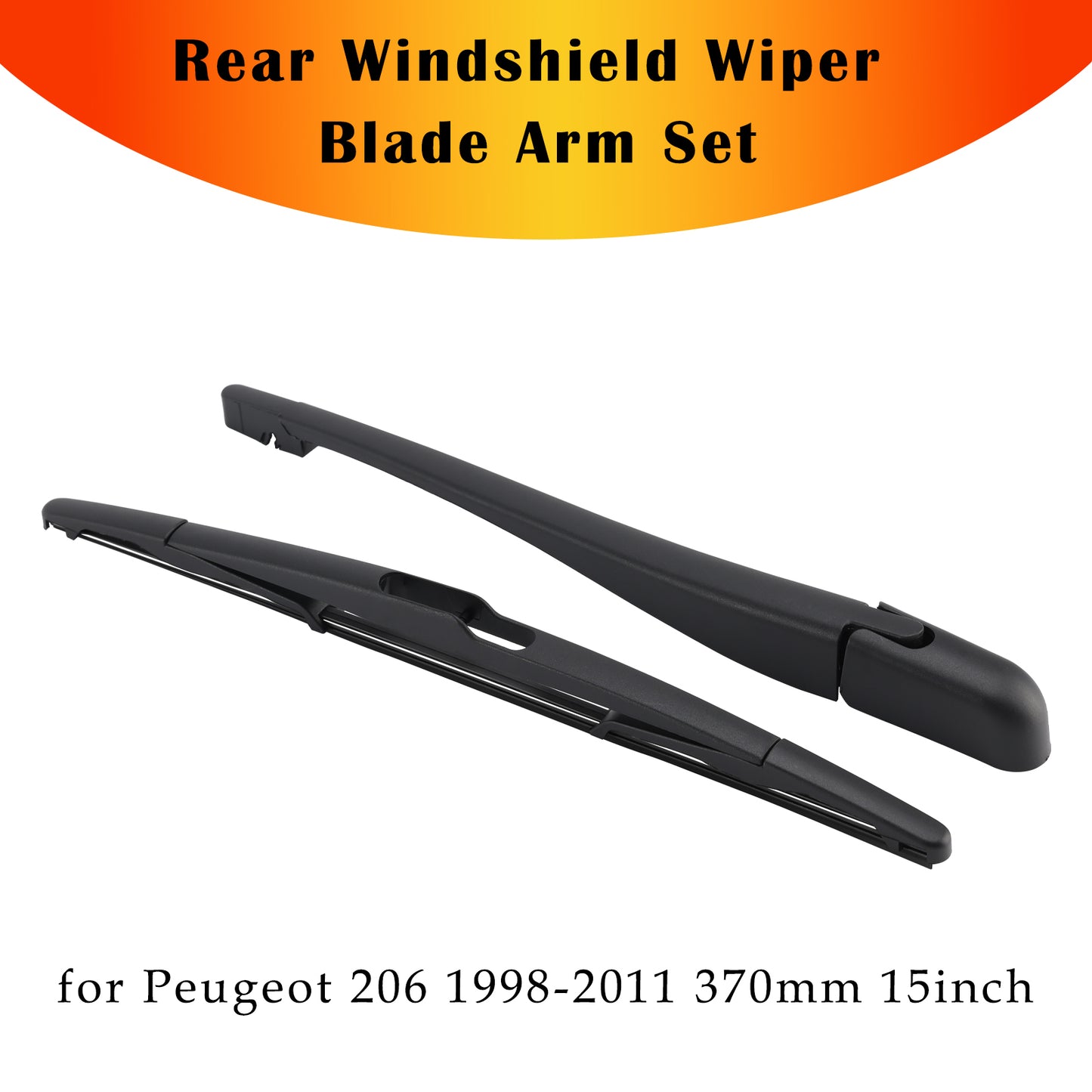 Peugeot 206 1998-2011 370mm 15inch Rear Windshield Wiper Blade Arm Set