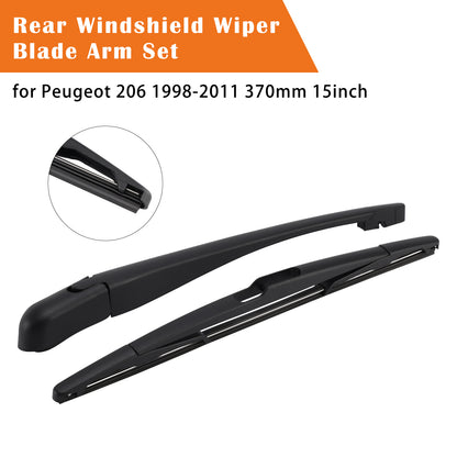 Peugeot 206 1998-2011 370mm 15inch Rear Windshield Wiper Blade Arm Set