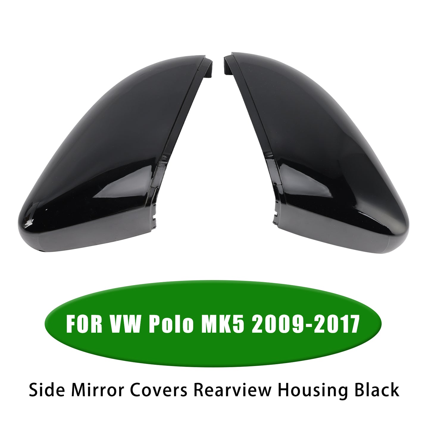 VW Polo MK5 2009-2017 Side Mirror Covers Rearview Housing Black 6R0857538B