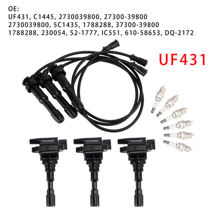 Kia Sorento 3.5L V6 2003-2006 UF431 3xIgnition Coil & 6x Spark Plug & 3xWireset 1788288 230054