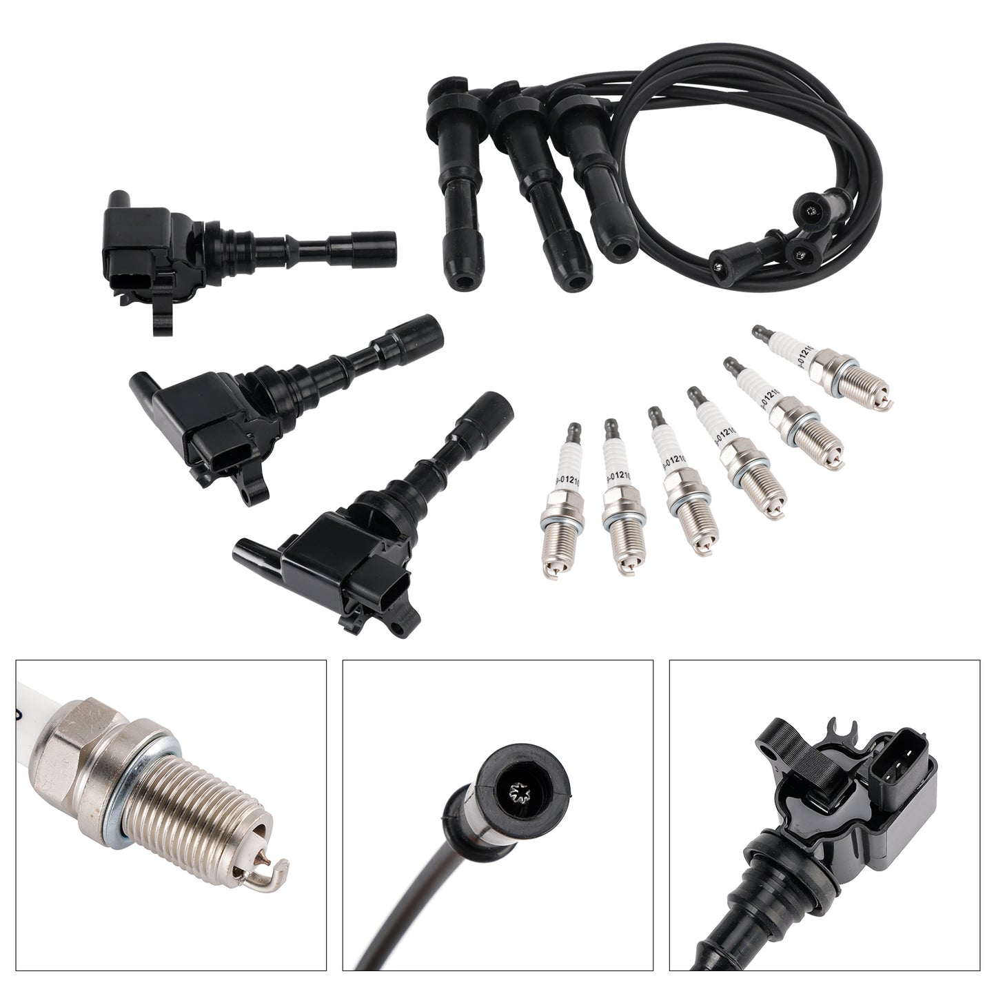 Kia Sorento 3.5L V6 2003-2006 UF431 3xIgnition Coil & 6x Spark Plug & 3xWireset 1788288 230054