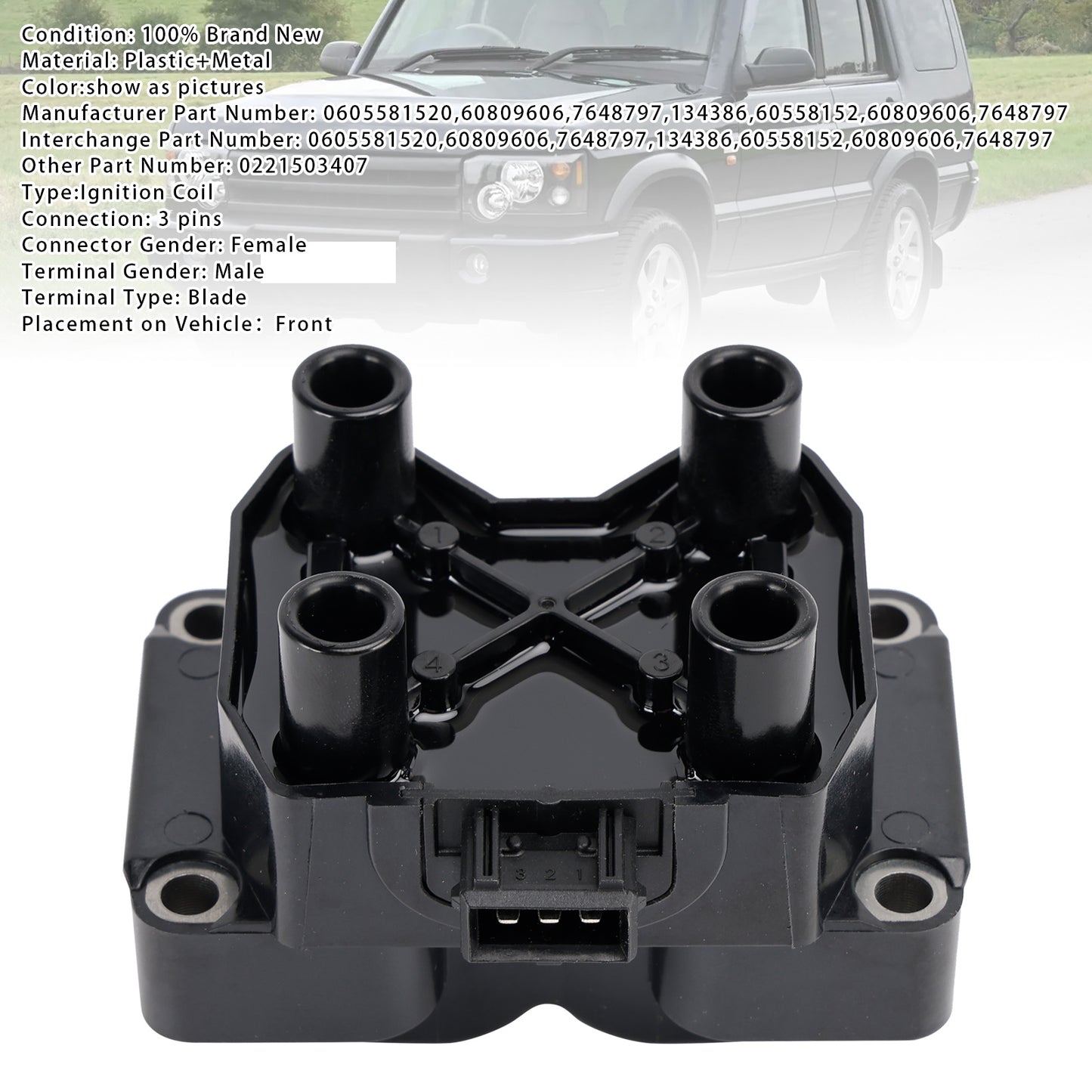 Ignition Coil 0221503407 For Land Rover Discovery Range Rover 0605581520 60809606