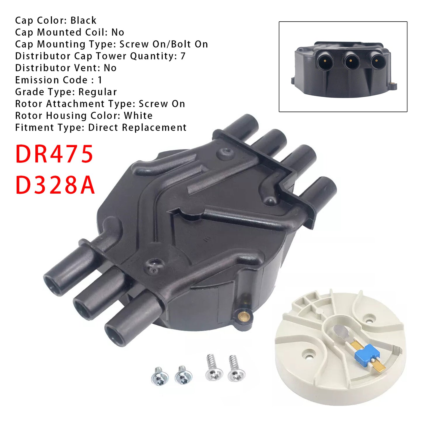 Chevy Cadillac GMC V6 4.3L DR475 D328A Ignition Distributor Cap & Rotor Kit 120142