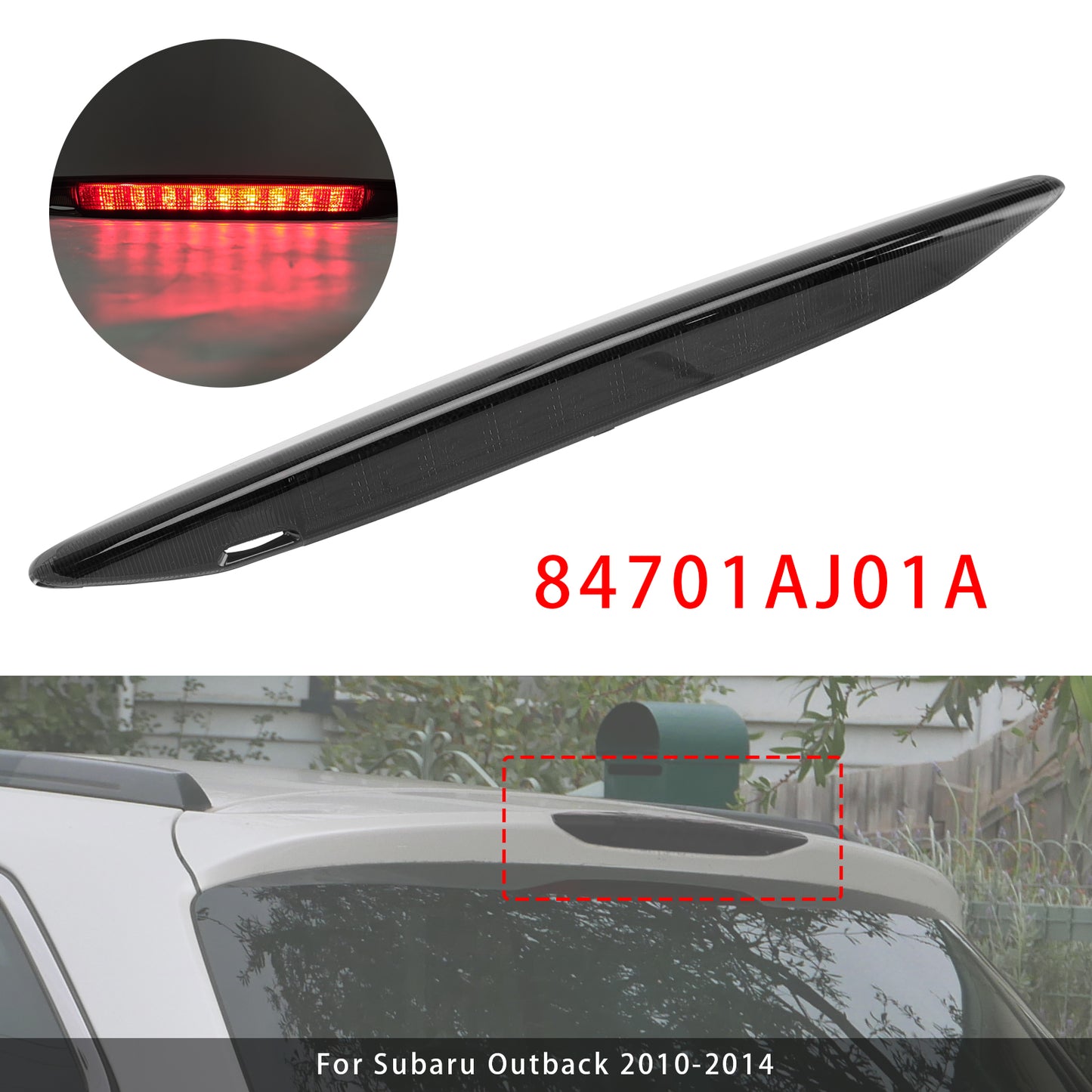 84701AJ01A Black Lens High Mount Third Brake Light Lamp For Subaru Outback 2010-2014
