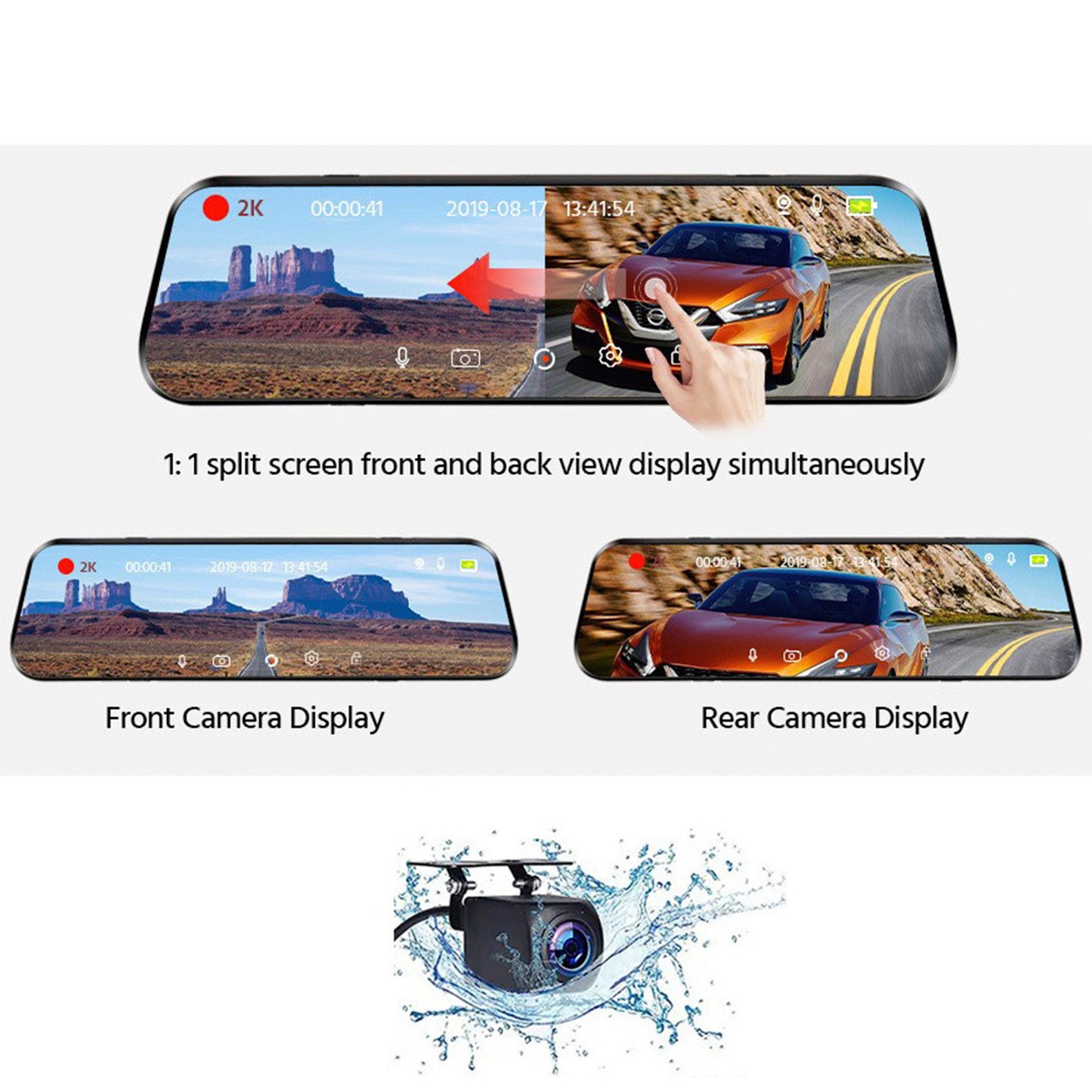 10-inch Full Screen HD 1080P Rearview Mirror Streaming Media Driving Recorder Dual Lens with Reversing Image