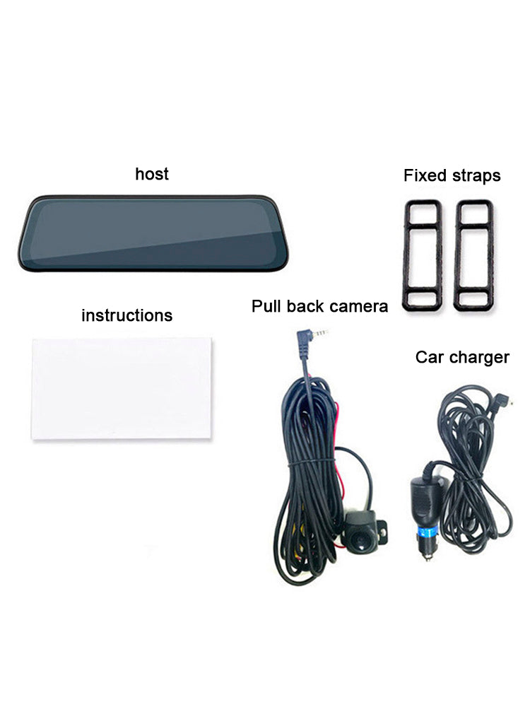 10-inch Full Screen HD 1080P Rearview Mirror Streaming Media Driving Recorder Dual Lens with Reversing Image