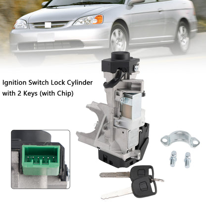 Honda Civic 1.3L 1.7L Ignition Switch Lock Cylinder with 2 Keys W/Chip