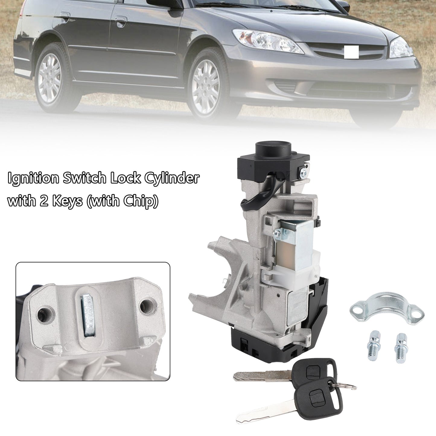 Honda Civic 1.3L 1.7L Ignition Switch Lock Cylinder with 2 Keys with Chip