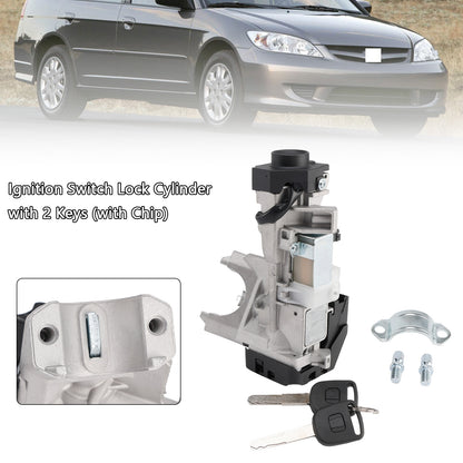 Honda Civic 1.3L 1.7L Ignition Switch Lock Cylinder with 2 Keys W/Chip
