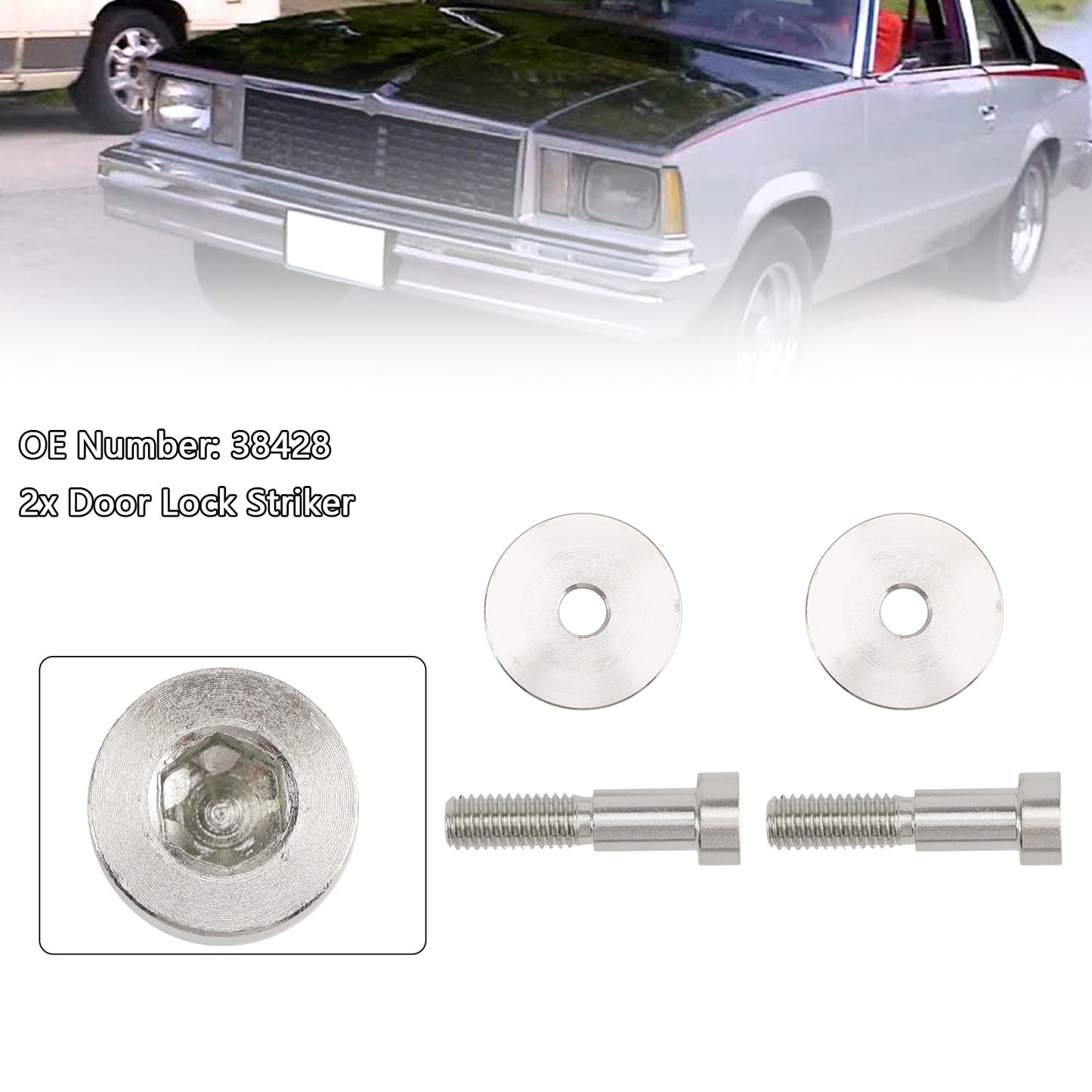 15013147 Door Lock Striker 38428 Compatible with 1985-2002 Chevy K1500 K2500 K3500 GMC C1500 C2500 C3500 Yukon Truck Door Latch Bolt Pin Replace