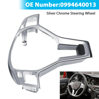 Mercedes Benz W204 W207 W212 C-Class Silver Chrome Steering Wheel Trim Cover 0994640013 09946400139107