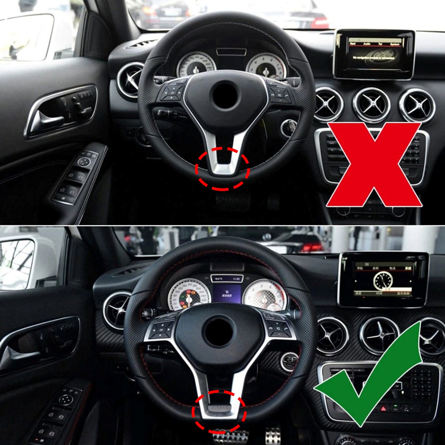 Mercedes Benz W204 W207 W212 C-Class Silver Chrome Steering Wheel Trim Cover 0994640013 09946400139107