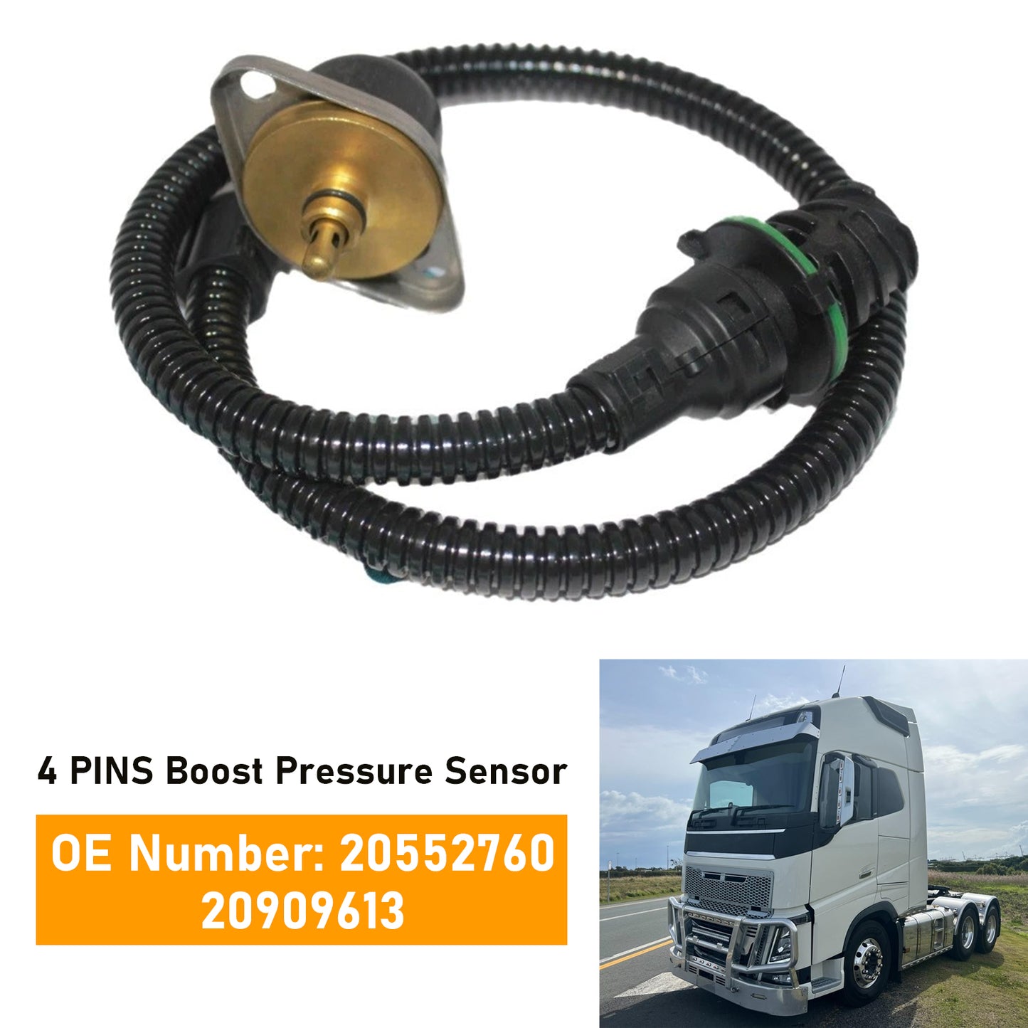 4 PINS Boost Pressure Sensor 20552760 20909613 For Volvo FH16 FL6 FM10 FM7 FH12