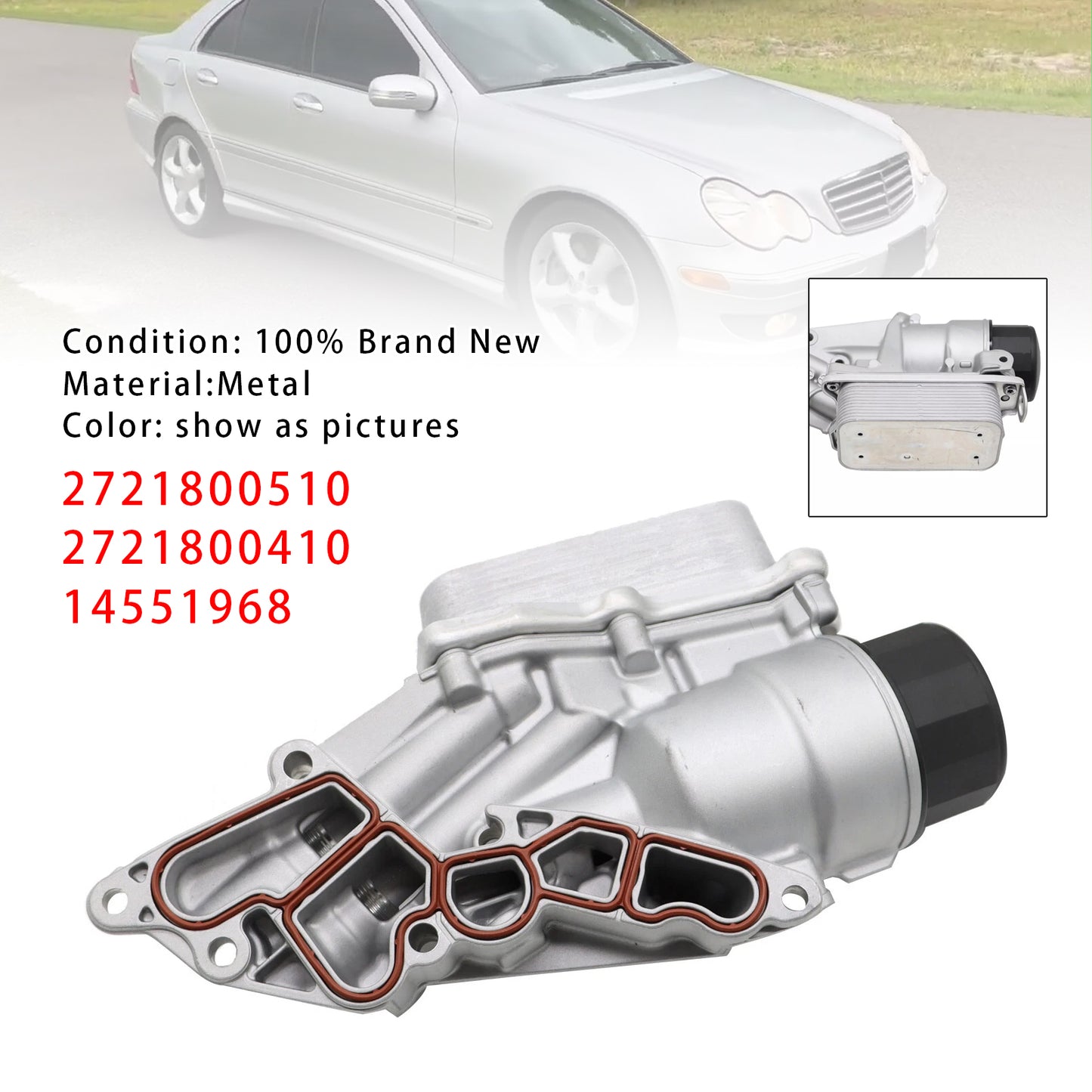 Mercedes Benz W463 X164 W164 W203 C230 2721800510 Oil Filter Housing & Oil Cooler 2721800410 14551968