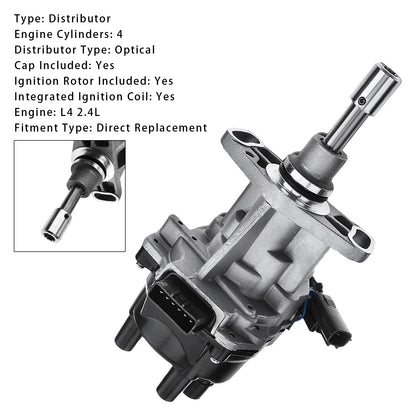 Nissan Frontier Xterra 2000-2004 L4 2.4L Ignition Distributor w/Cap & Rotor 221003S500 221003S501