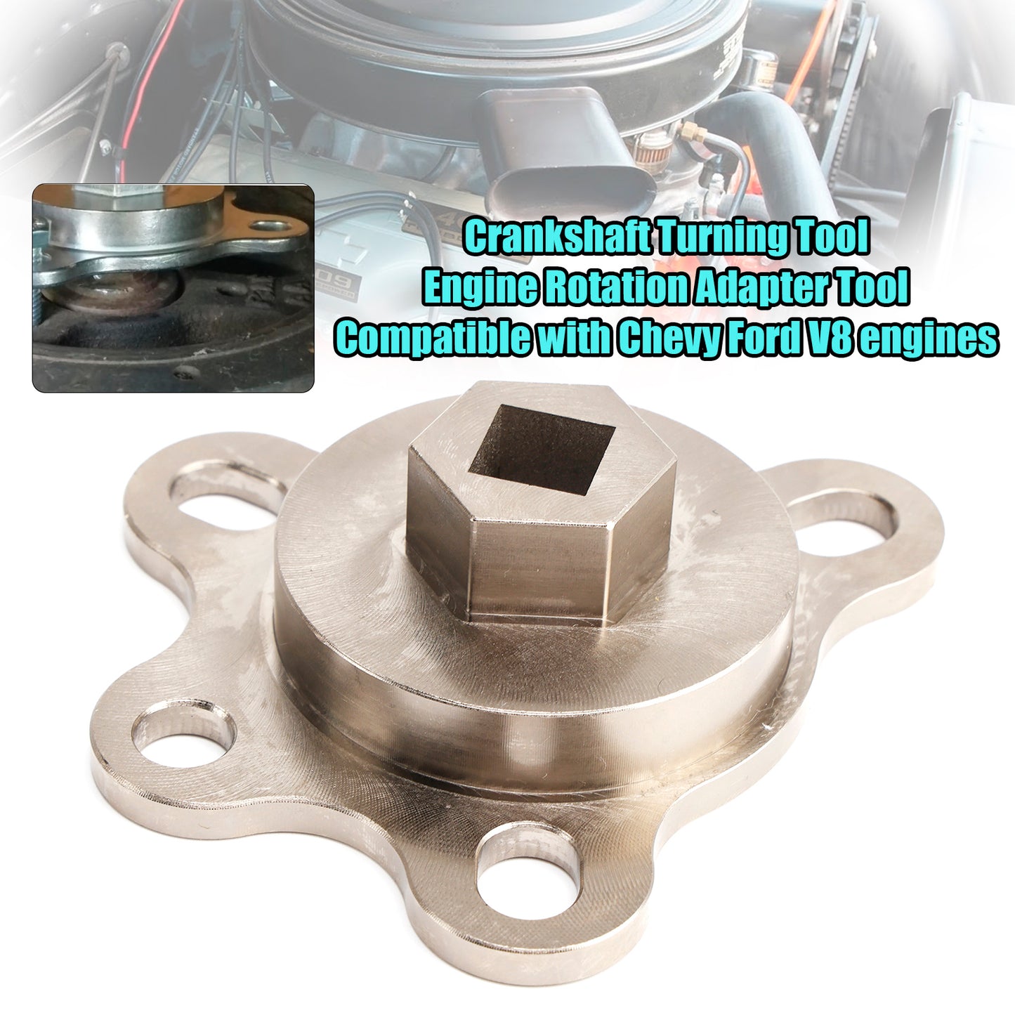 Chevy Ford V8 engines Crankshaft Turning Tool Engine Rotation Adapter Tool