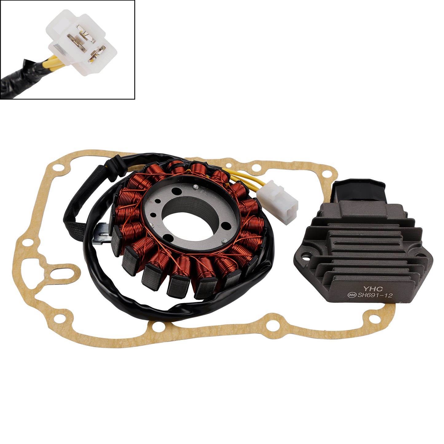 Honda SH 125 150 2001-2004 Magneto Coil Stator 31120-KGF-912+ Voltage Regulator 31600-KFG-860+ Gasket