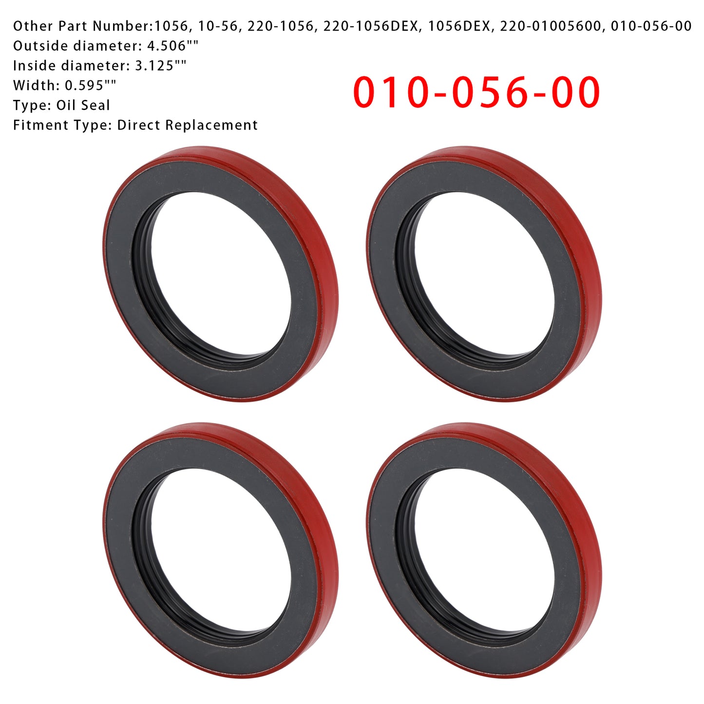 4PCS Oil Seal 3.125" X 4.506" For Dexter 010-056-00 10K 12K Heavy Duty 15K Axles Trailer Axle Bearing Seal