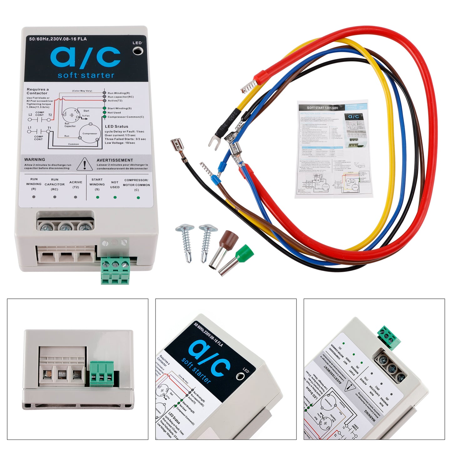 08-16A Soft Start Module For 1.75-3.5 Ton AC Units  Reverse Motor Protection Easy DIY Installation