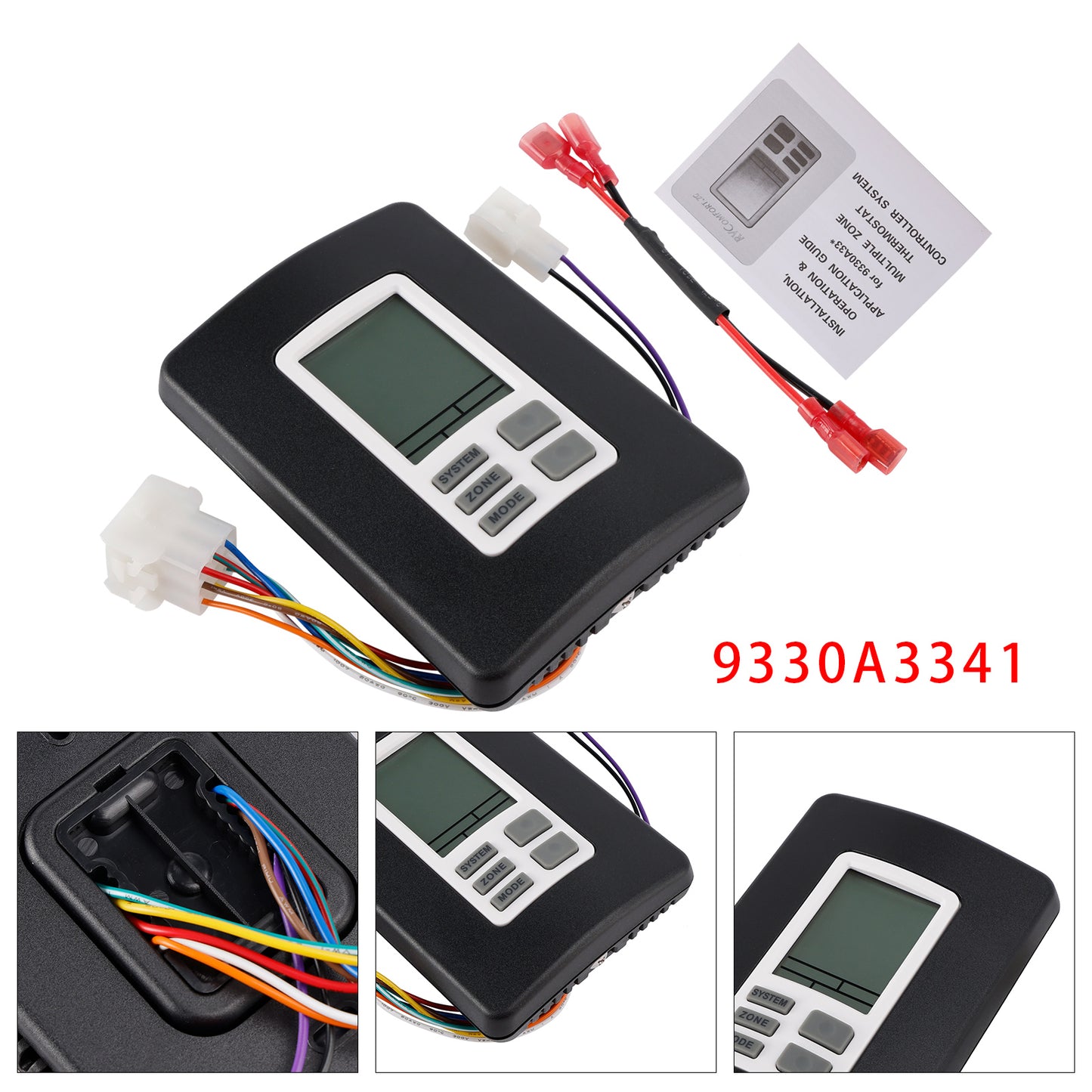 RV 9330A3341 9-Series Digital Zone Thermostat 12V Black