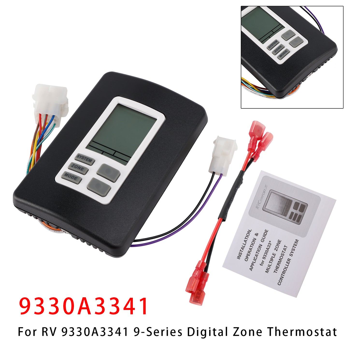RV 9330A3341 9-Series Digital Zone Thermostat 12V Black