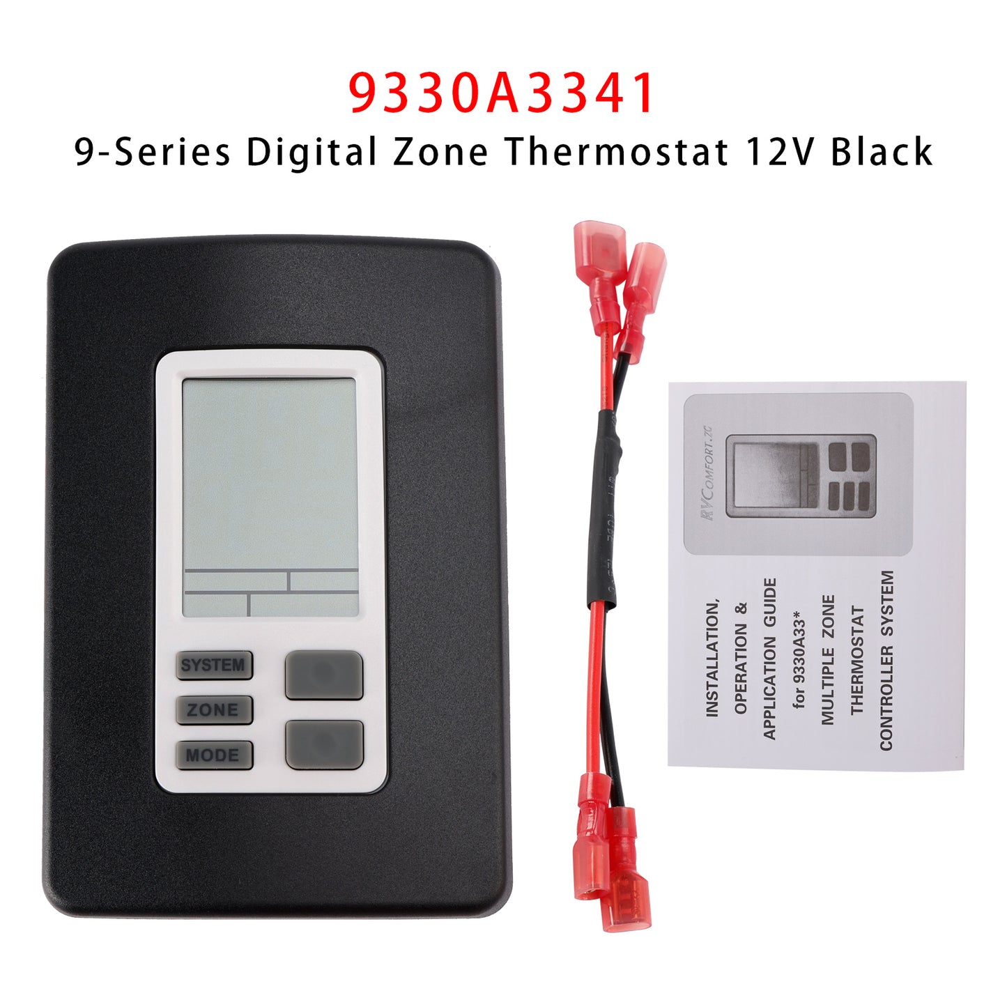 RV 9330A3341 9-Series Digital Zone Thermostat 12V Black