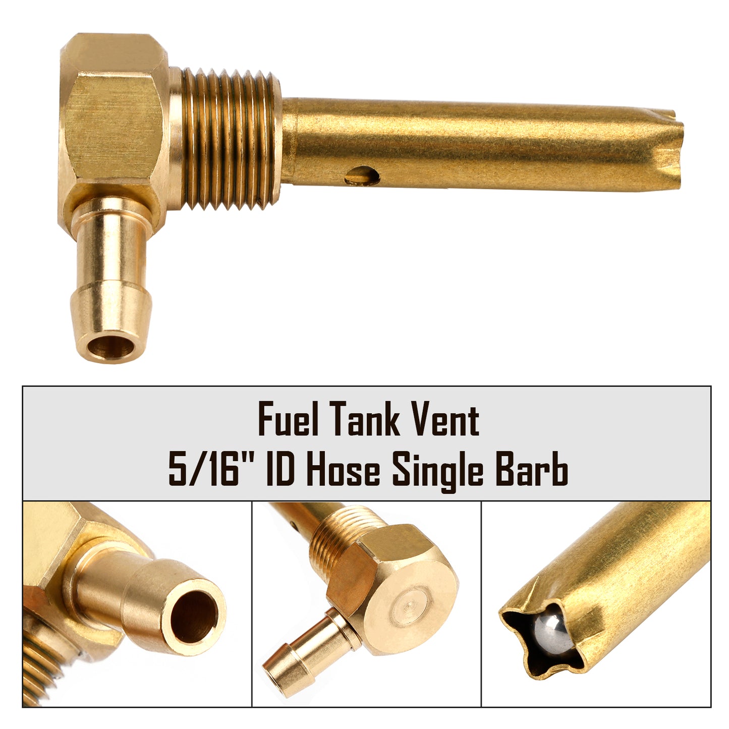 5/16" ID Hose Fuel Tank Vent 3/8"-18NPTF Thread For both small and large tanks