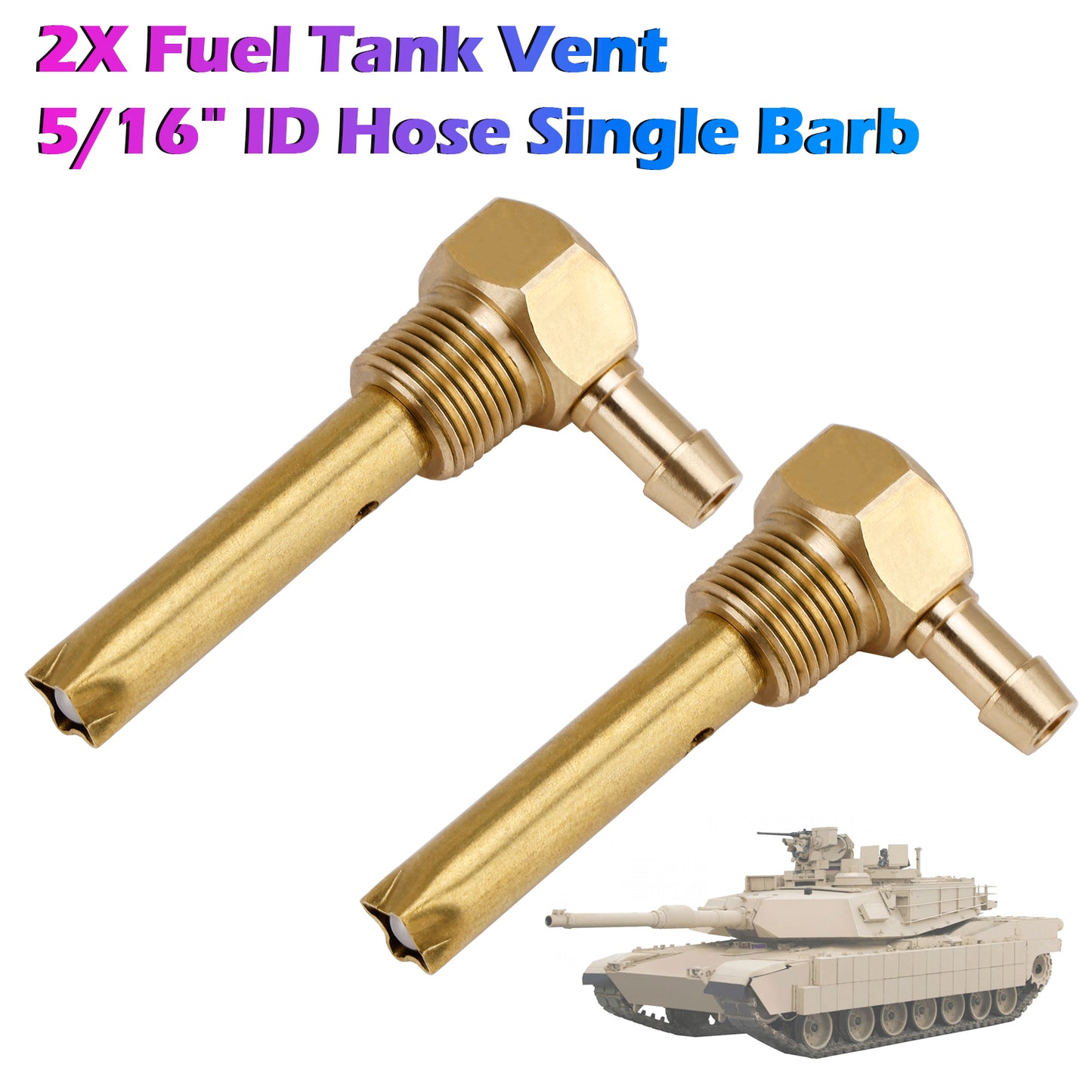 2CPS 5/16" ID Hose Fuel Tank Vent 3/8"-18NPTF Thread For both small and large tanks